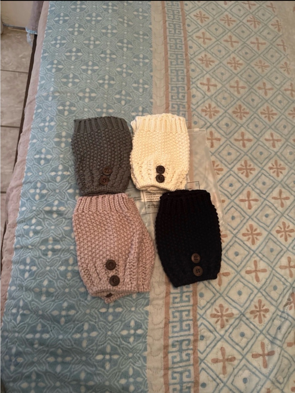 Knit Buttoned Leg Warmers - Black, Cream, Gray, Dusty Pink